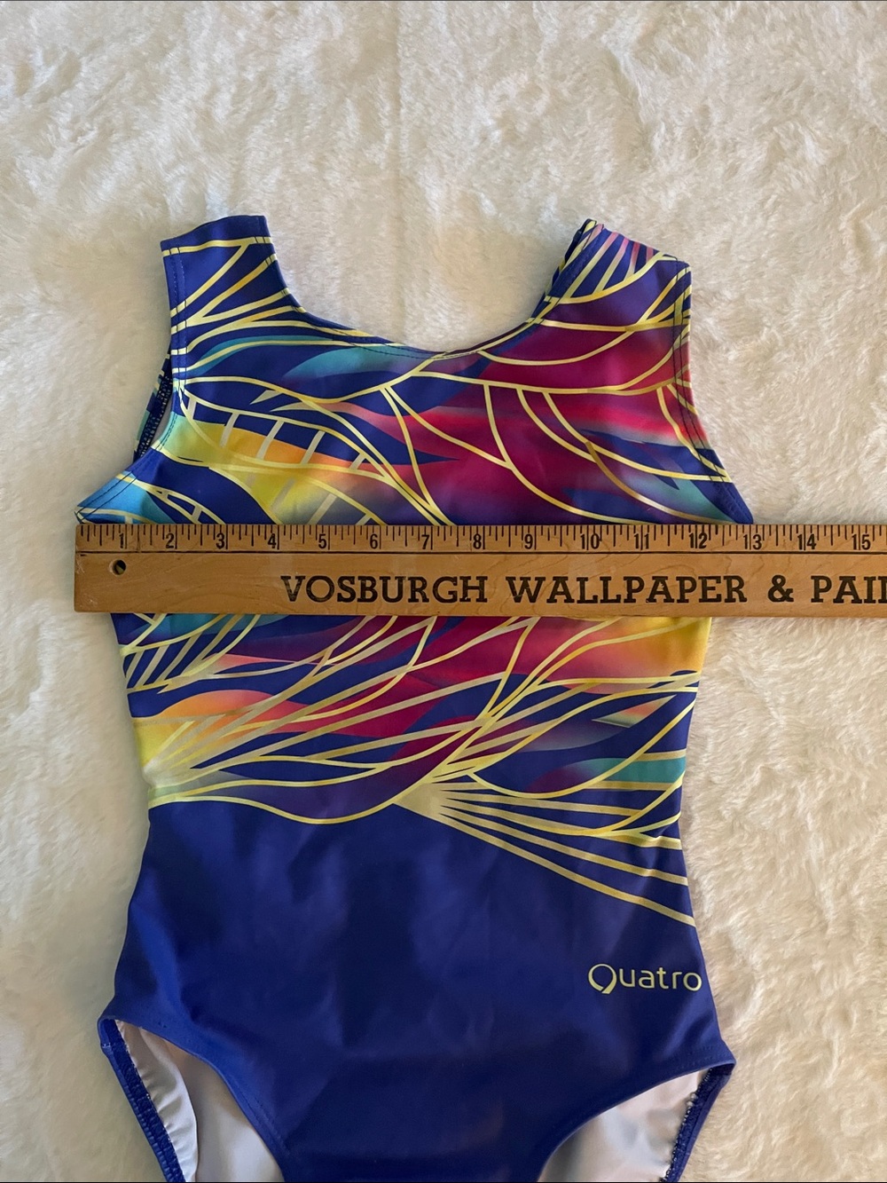 Quatro Multicolor Leaf-Print One-Piece Leotard SZ 11-12 yrs - Picture 7 of 8